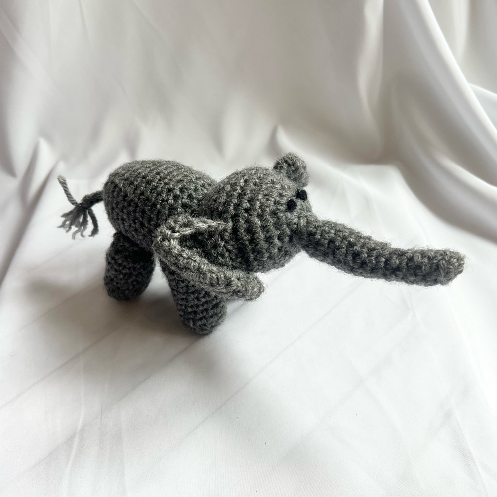 Hand crocheted mini elephant child’s toy